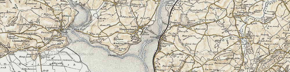 Old map of Llansteffan in 1901