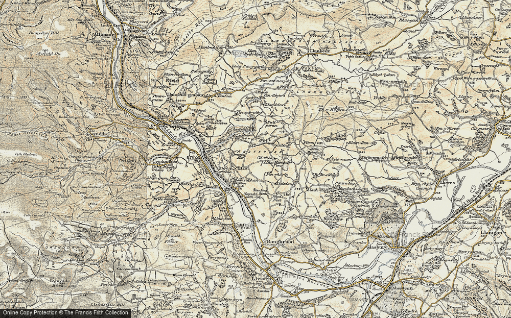Old Map of Historic Map covering Llanddewi in 1900-1902