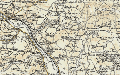 Old map of Llanddewi in 1900-1902
