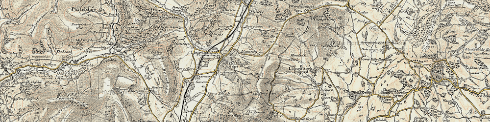 Old map of Llanteems in 1899-1900