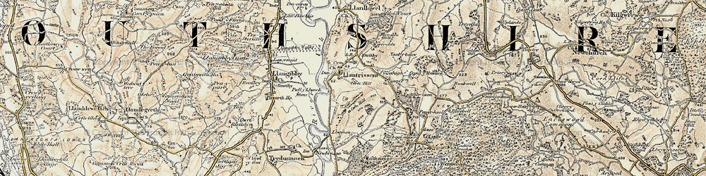 Old map of Llantrisant in 1899-1900
