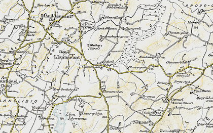 Old map of Bedd Branwen in 1903-1910
