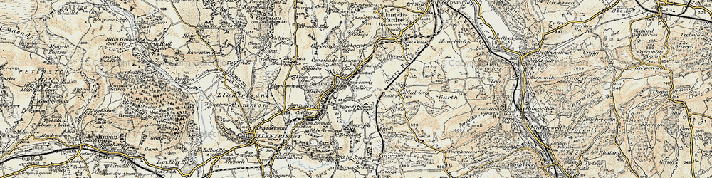 Old map of Ystrad Barwig Isaf in 1899-1900