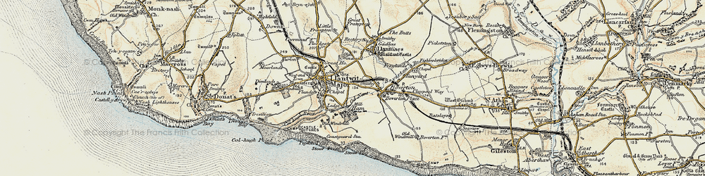 Old map of Llantwit Major in 1899-1900