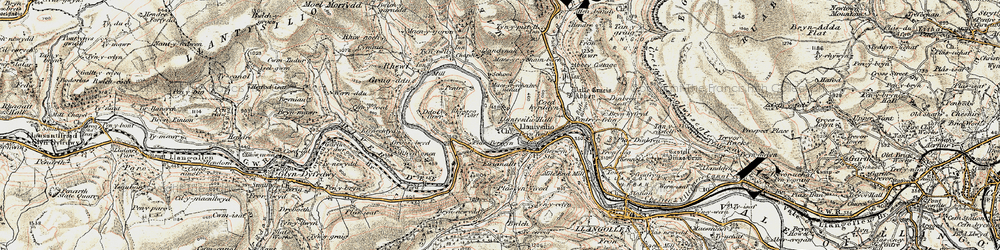 Old map of Llantysilio in 1902-1903