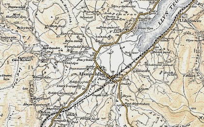 Old map of Llanuwchllyn in 1903
