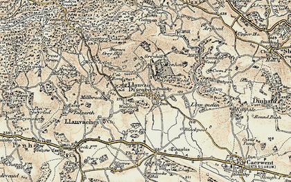Old map of Llanvair-Discoed in 1899-1900