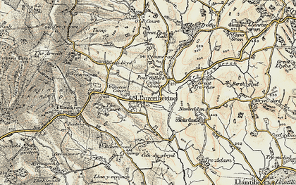 Old map of Llanvetherine in 1899-1900