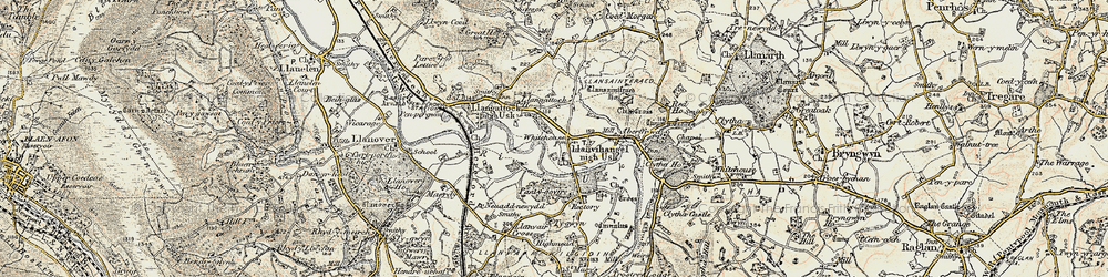 Old map of Llanvihangel Gobion in 1899-1900