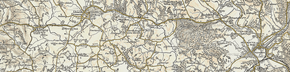 Old map of Llanvihangel-Ystern-Llewern in 1899-1900