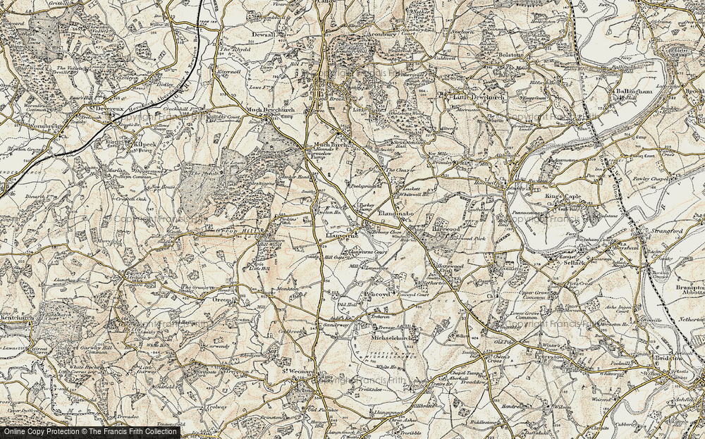 Old Map of Llanwarne, 1900 in 1900