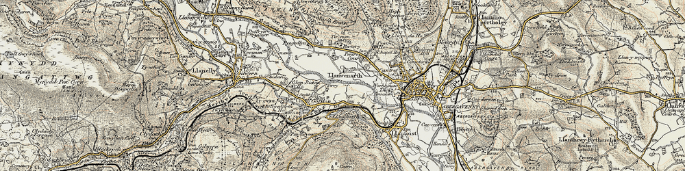 Old map of Llanwenarth in 1899-1901