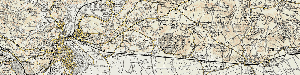 Old map of Llanwern in 1899-1900