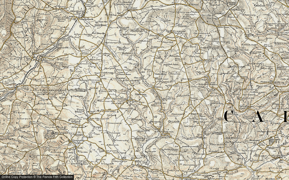 Old Map of Historic Map covering Caer-uchedydd in 1901