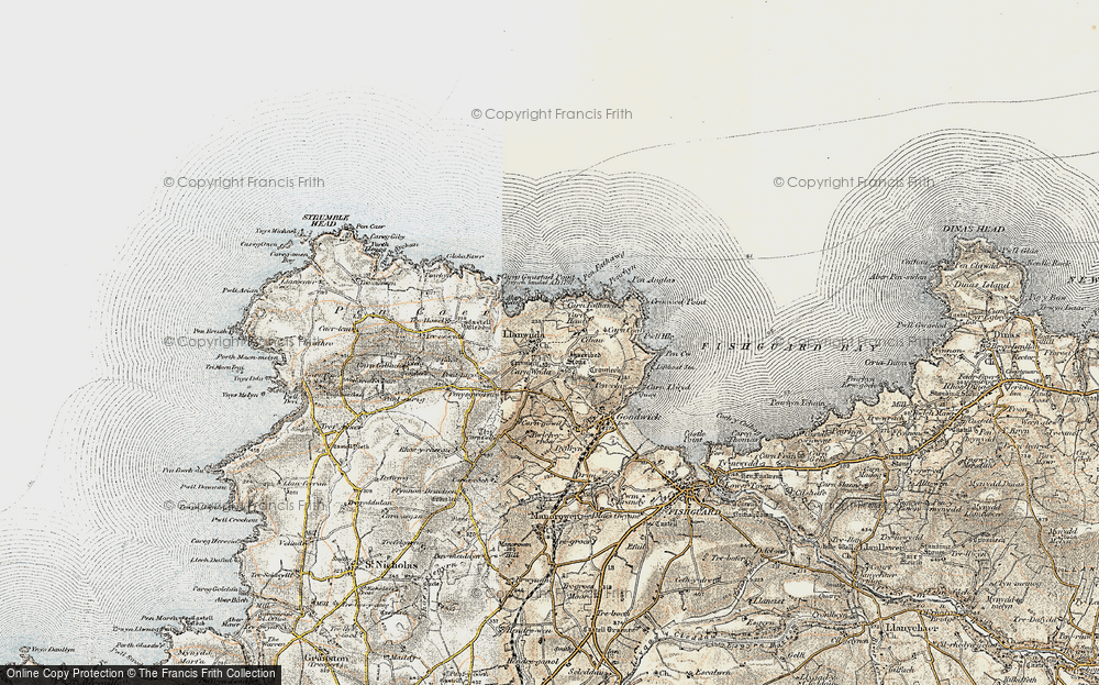Old Map of Historic Map covering Y Globa Fawr in 1901-1912