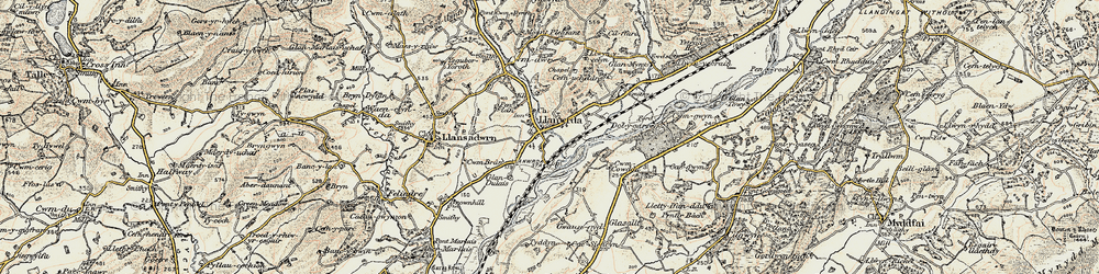 Old map of Llanwrda in 1900-1901
