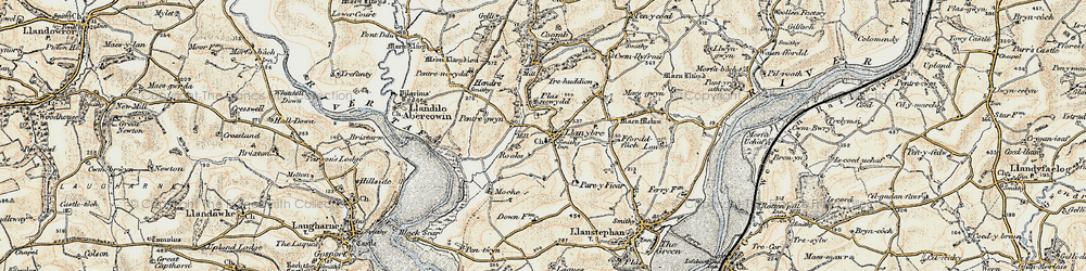Old map of Llanybri in 1901
