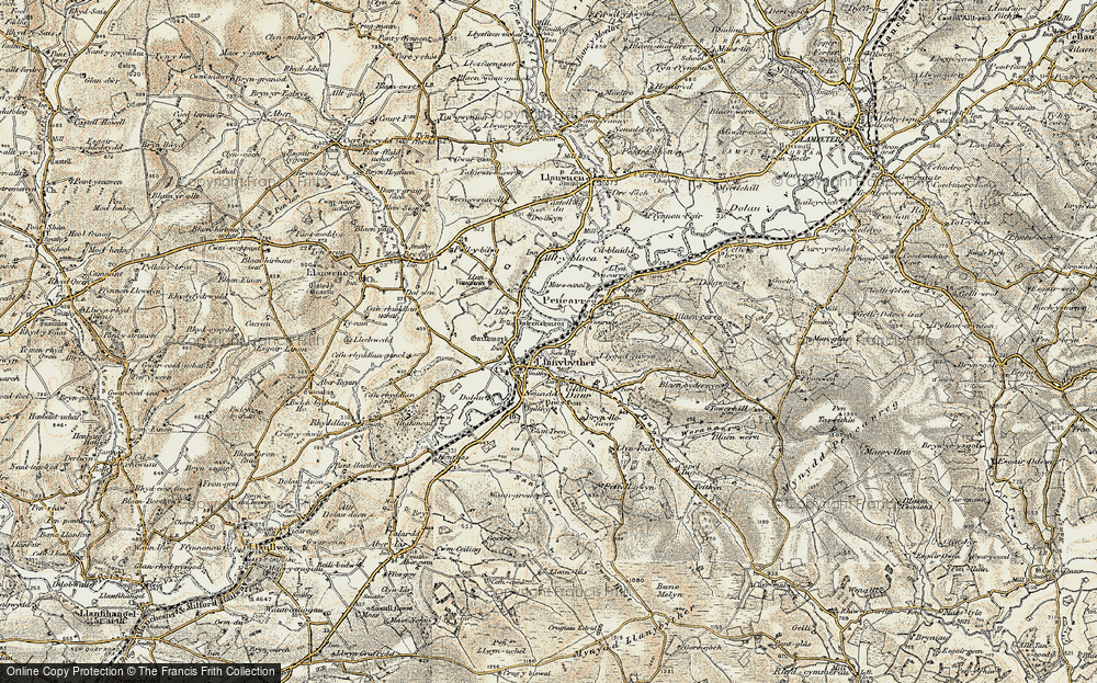 Old Map of Historic Map covering Allt Llwyn-crwn in 1900-1902