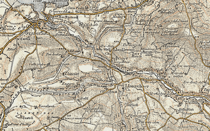 Old map of Afon Gwaun in 1901-1912