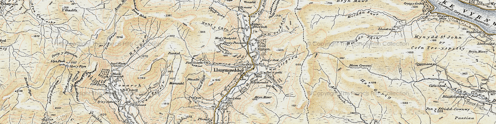 Old map of Llanymawddwy in 1902-1903