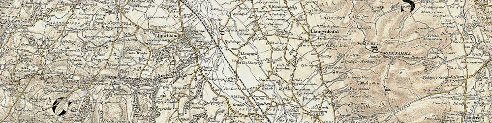 Old map of Llanynys in 1902-1903
