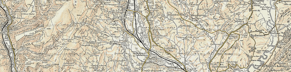Old map of Llanyrafon in 1899-1900