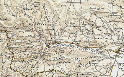 Old map of Llawr-y-glyn in 1902-1903