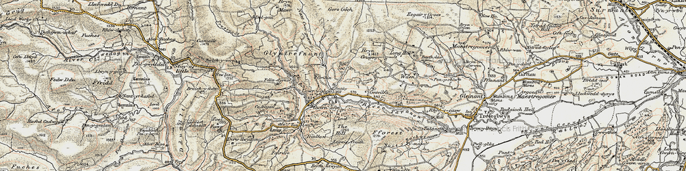 Old map of Llawr-y-glyn in 1902-1903