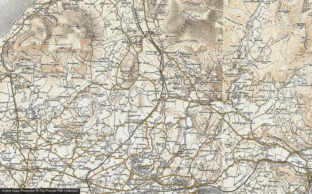 Old Map of Historic Map covering Afon Dwyfach in 1903