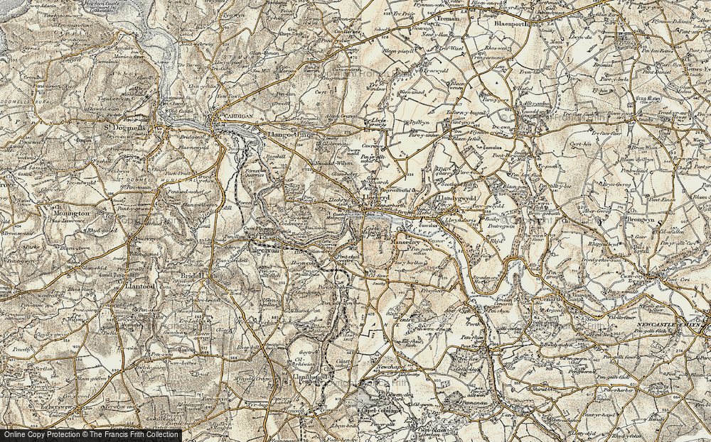 Old Map of Llechryd, 1901 in 1901