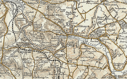 Old map of Llechryd in 1901