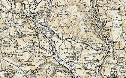 Old map of Brynllywarch in 1900-1901