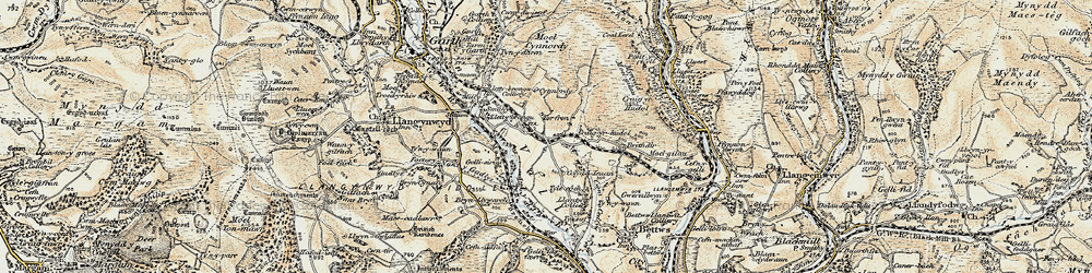 Old map of Brynllywarch in 1900-1901