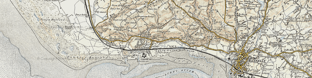 Old map of Llettyrychen in 1900-1901