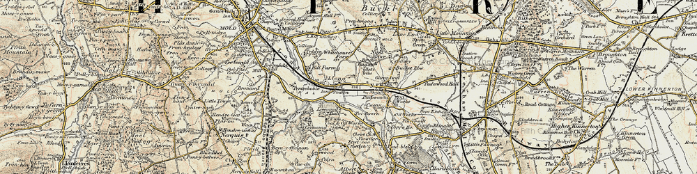 Old map of Llong in 1902-1903