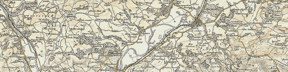Old map of Bryn yr Hydd Common in 1900-1902