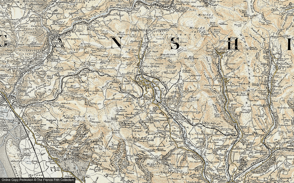 Old Map of Historic Map covering Blaen-cwmcerwyn in 1900-1901