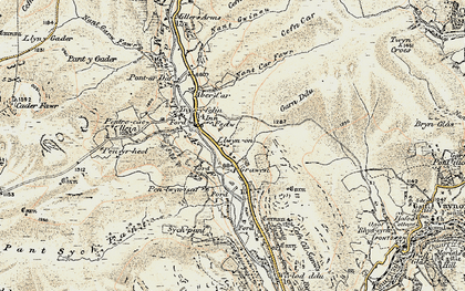 Old map of Afon Taf Fawr in 1900