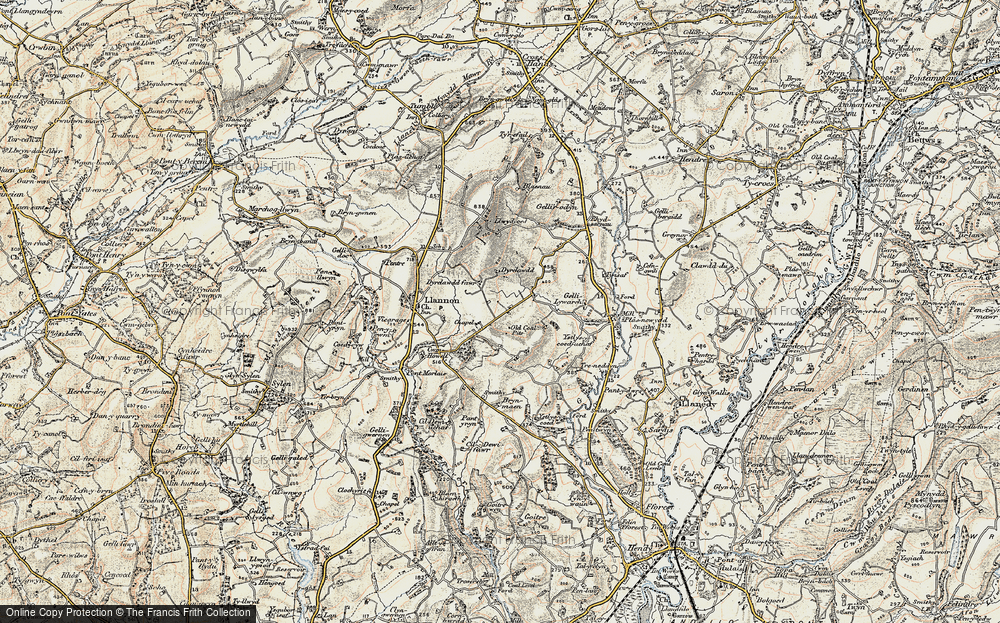 Old Map of Historic Map covering Bryn-withan in 1900-1901
