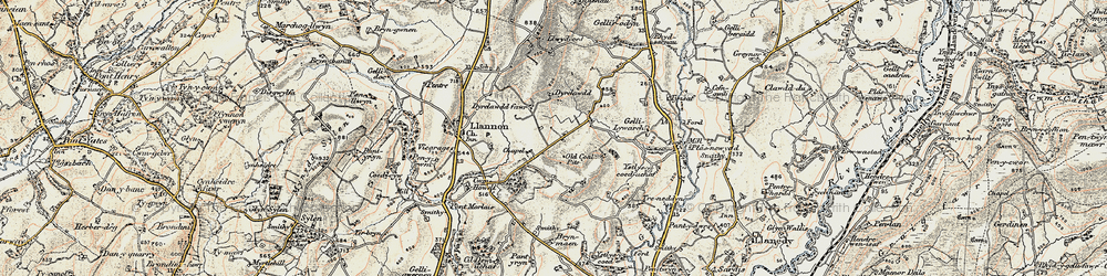 Old map of Llwyn-têg in 1900-1901