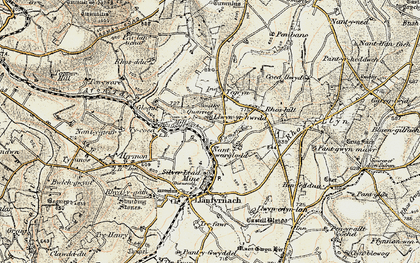 Old map of Llwyn-yr-hwrdd in 1901