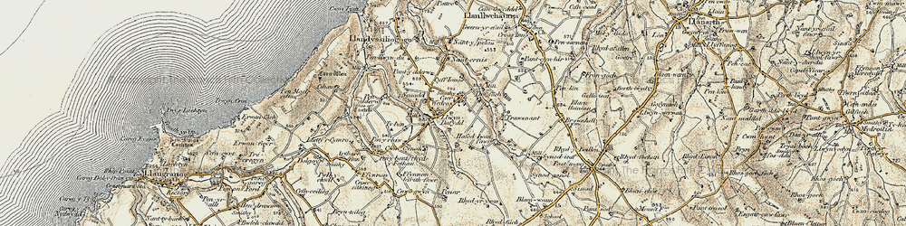 Old map of Llwyndafydd in 1901-1903