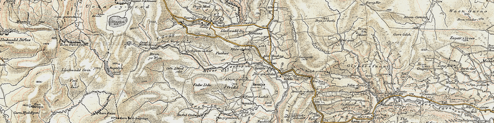 Old map of Afon Llwyd in 1902-1903