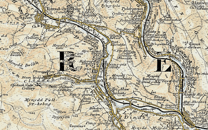 Old map of Llwynypia in 1899-1900