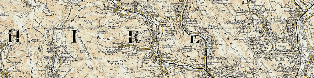 Old map of Llwynypia in 1899-1900