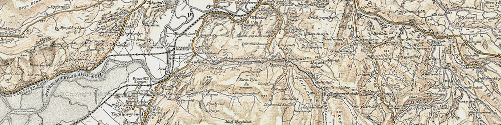 Old map of Llyfnant Valley in 1902-1903