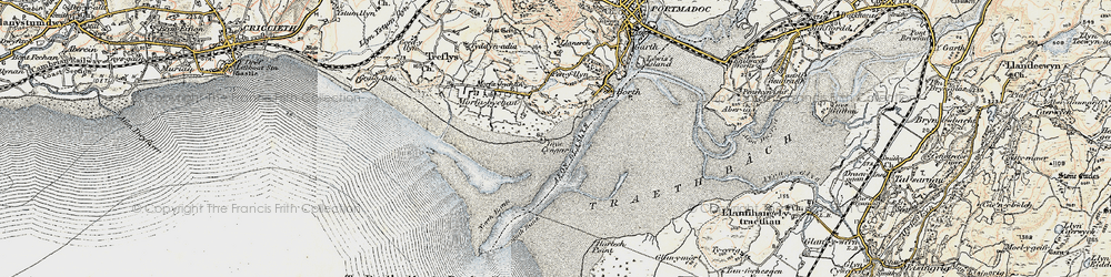 Old map of Llyn Coastal Path in 1903