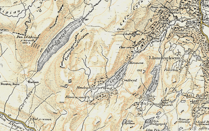 Old map of Llyn Cowlyd Reservoir in 1902-1903