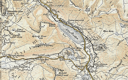 Old map of Llyn Cwellyn in 1903-1910