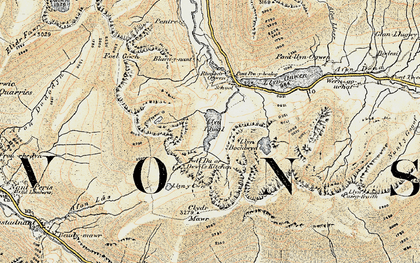 Old map of Llyn Idwal in 1903-1910